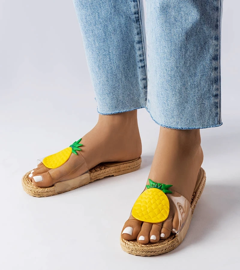 Transparente Pantoletten mit Ananas Foddie