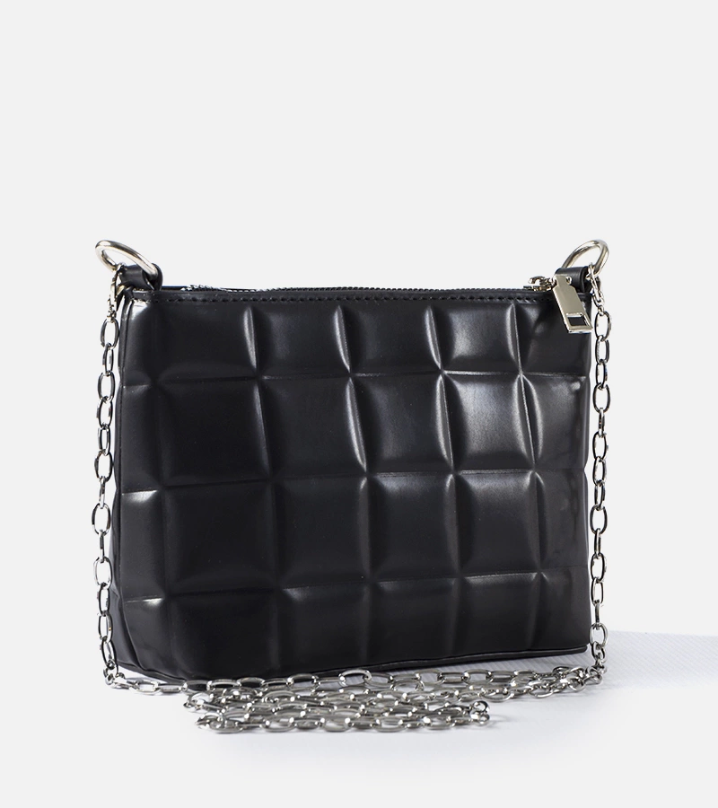 Schwarze gesteppte Tasche mit Kette von Laas