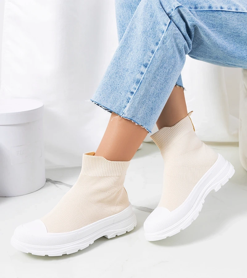 Beige Mickey Knöchel-Sneakers