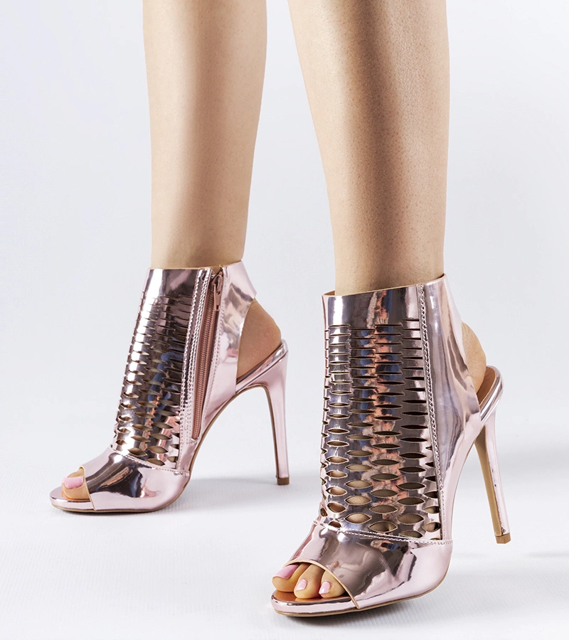 Rosa metallische Stilettosandalen von Chrétien