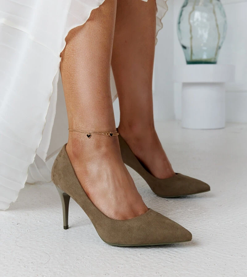 Grüne Stilettos mit Leder-Einlegesohle von Paume