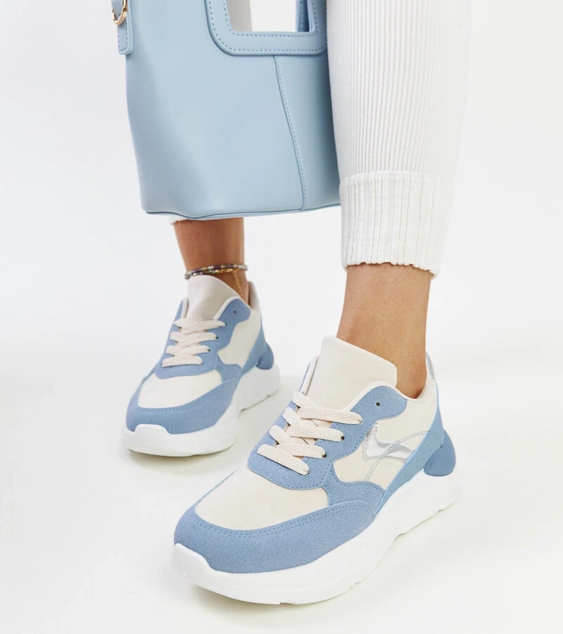 Beige-blaue Plateau-Sneaker Nereida