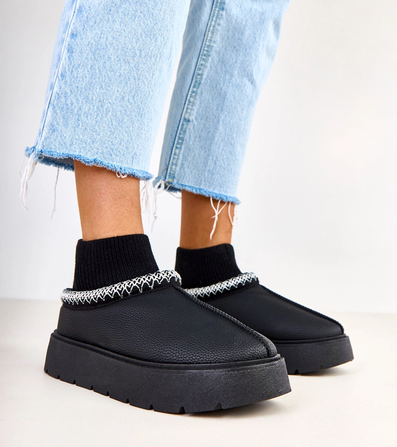 Schwarze Schneestiefel mit sockenartigem Schaft Melary