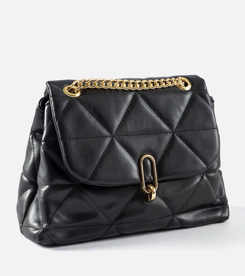 Schwarze gesteppte Schultertasche Cella