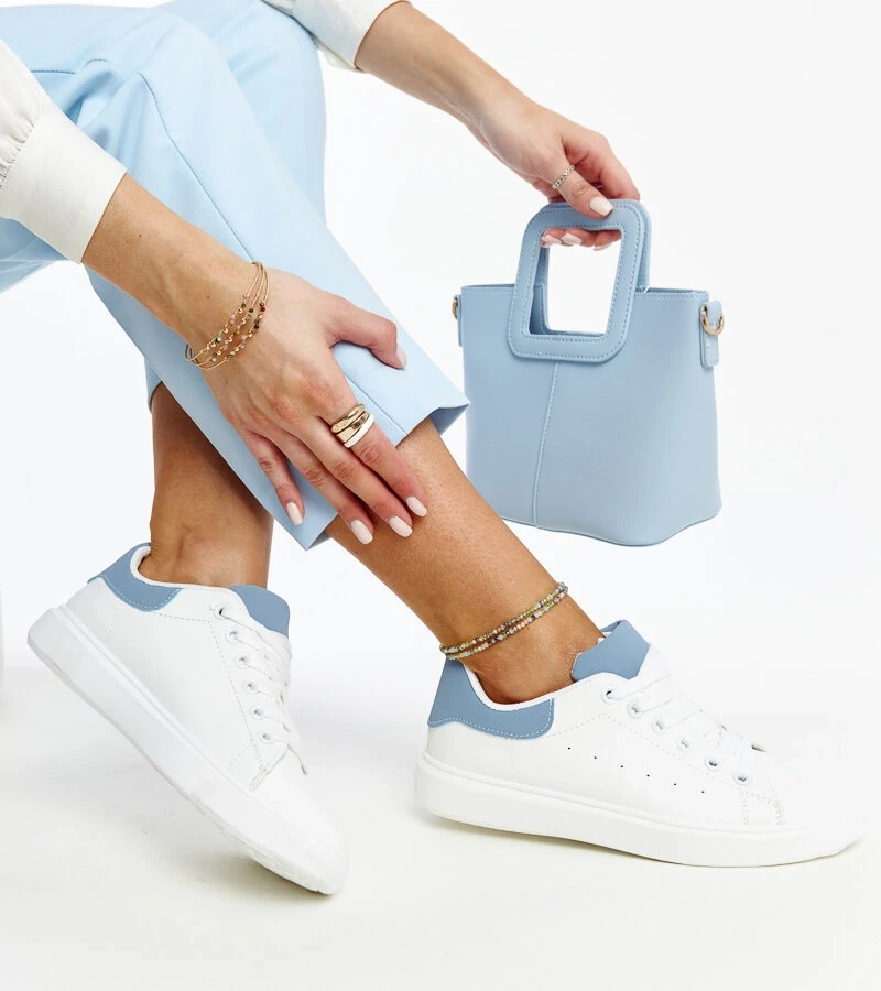 Weiß-blaue Ariam Plateau-Sneaker