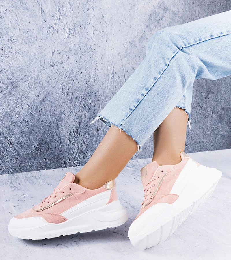 Rosa Sneakers aus Kunstwildleder von Dupuis
