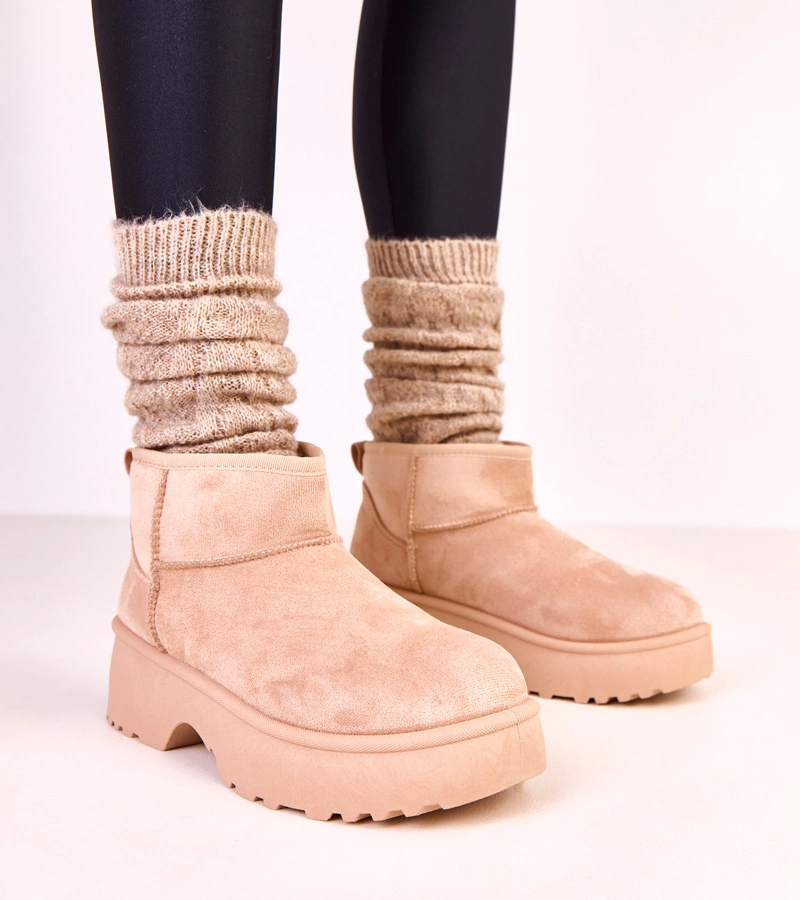 Beige niedrige Schneestiefel aus Öko-Wildleder Joshua