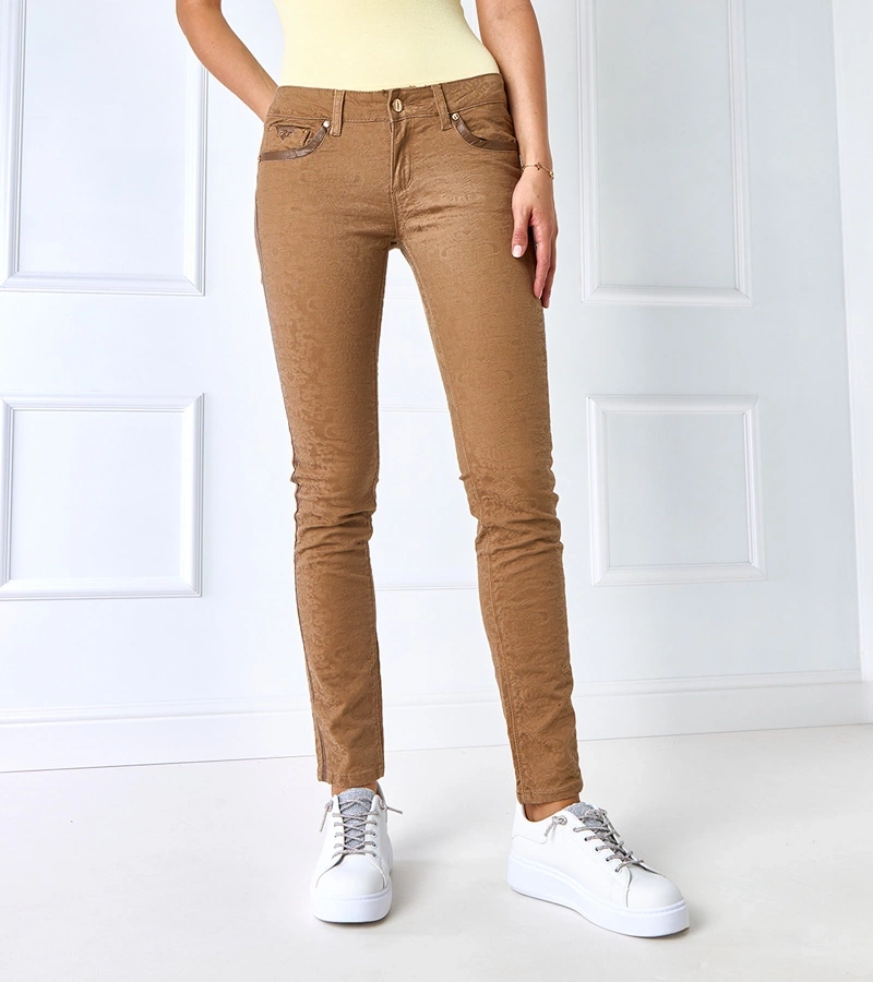 Braune Stoffhosen mit Orione Blumenmuster