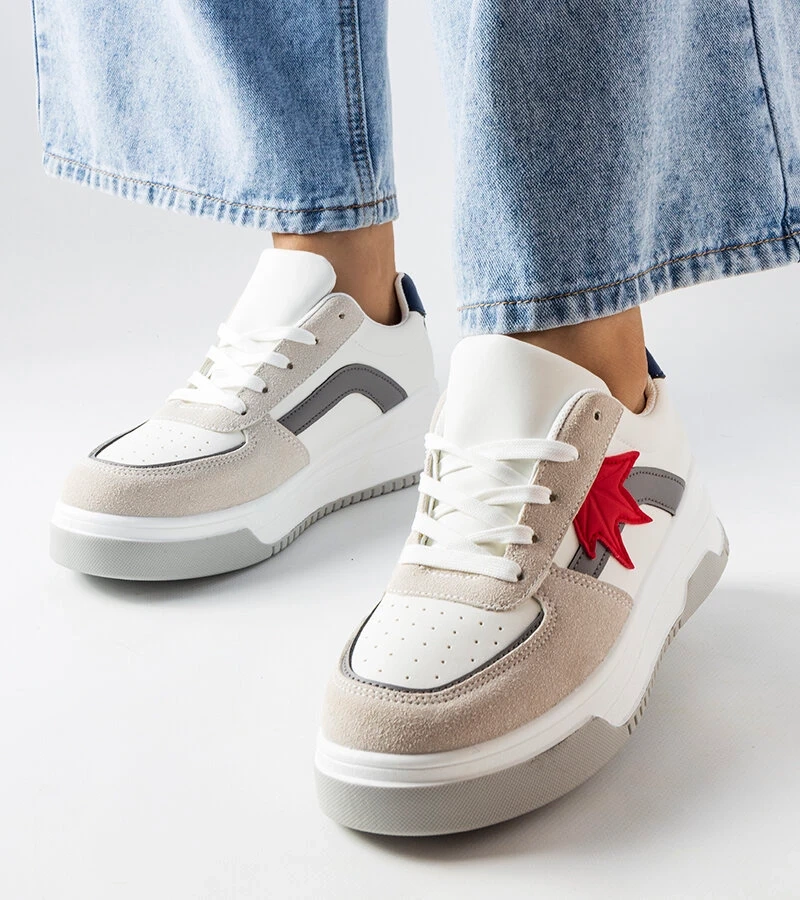 Weiße Sneakers mit Kollins Eco-Wildledereinsatz