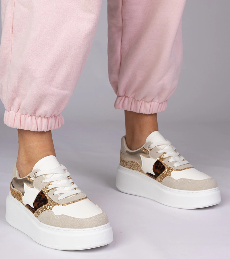 Bertula Sneakers mit Glitzer und Animal-Print im Leopardenmuster
