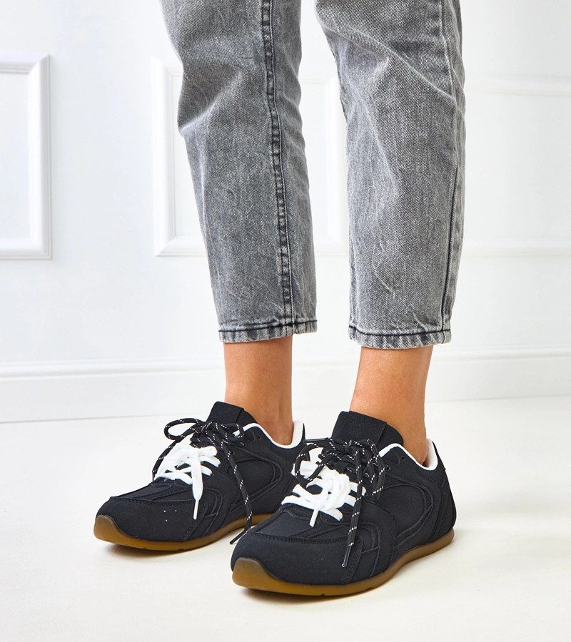 Schwarze Sneakers mit doppelter Schnürung Casey