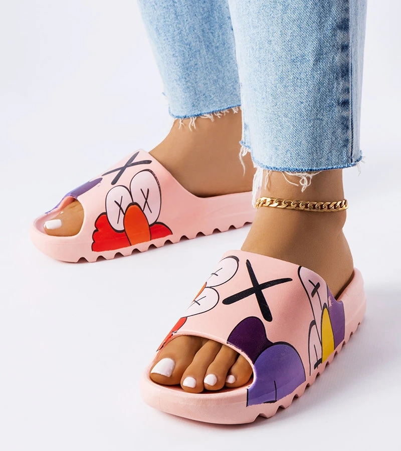 Rosa Flip-Flops mit Profil und Lindale-Drucken