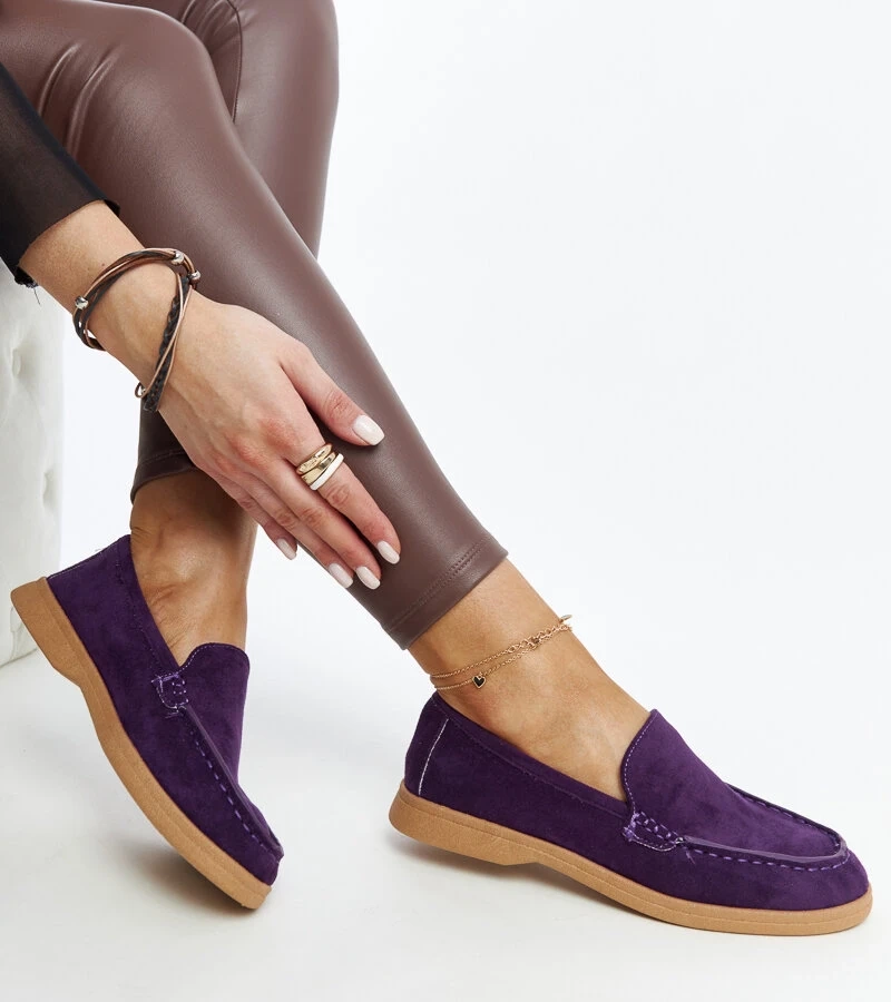 Lila Wildleder Halbschuhe Rumay