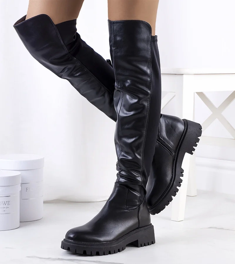 Schwarze Plateaustiefel von Khadim