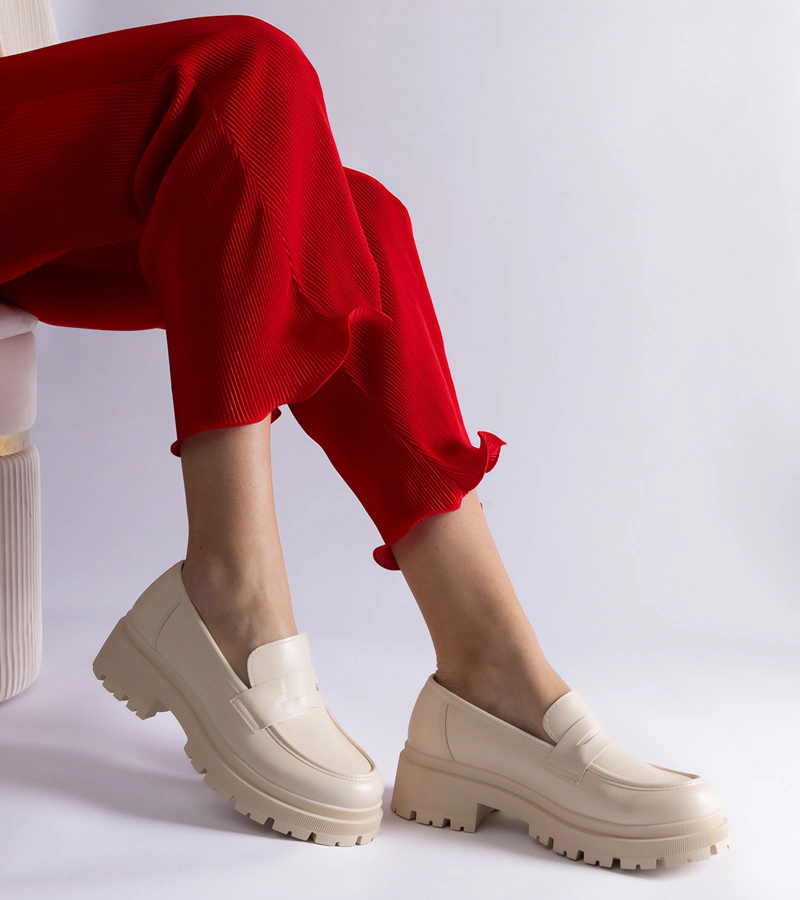 Beige Mokassins aus Kunstleder Fiorenza