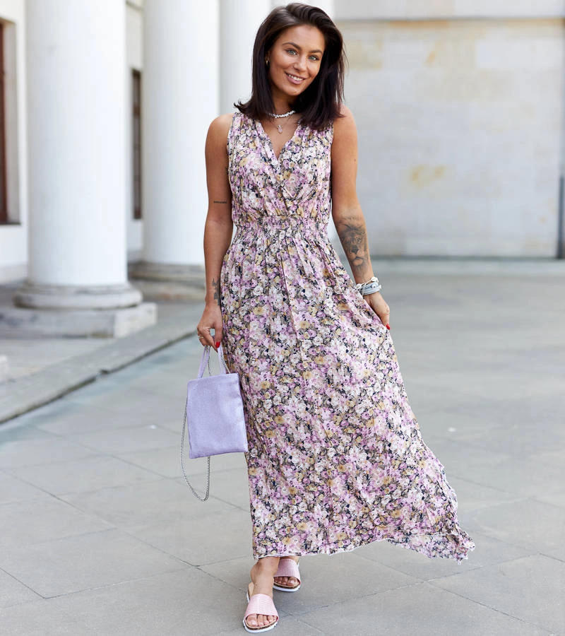 Rosa Beneventi Maxikleid mit Gummizug in der Taille