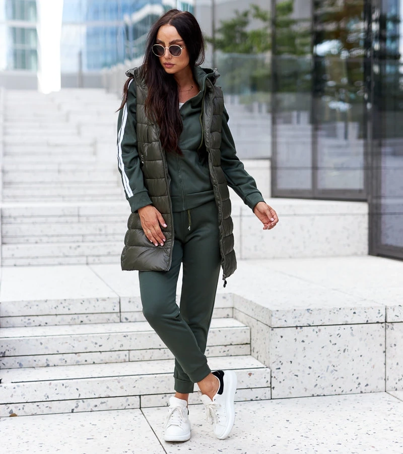 Damen lange dunkelgrüne Weste Bovegno