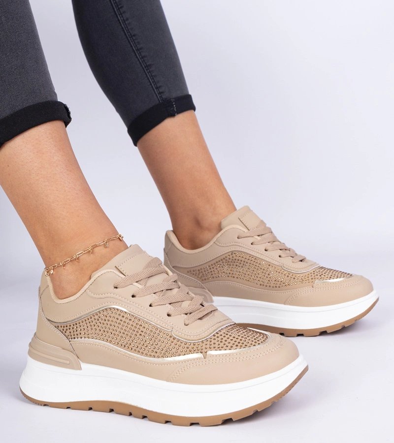 Braune Damen-Sneaker mit Zirkonia Fucco