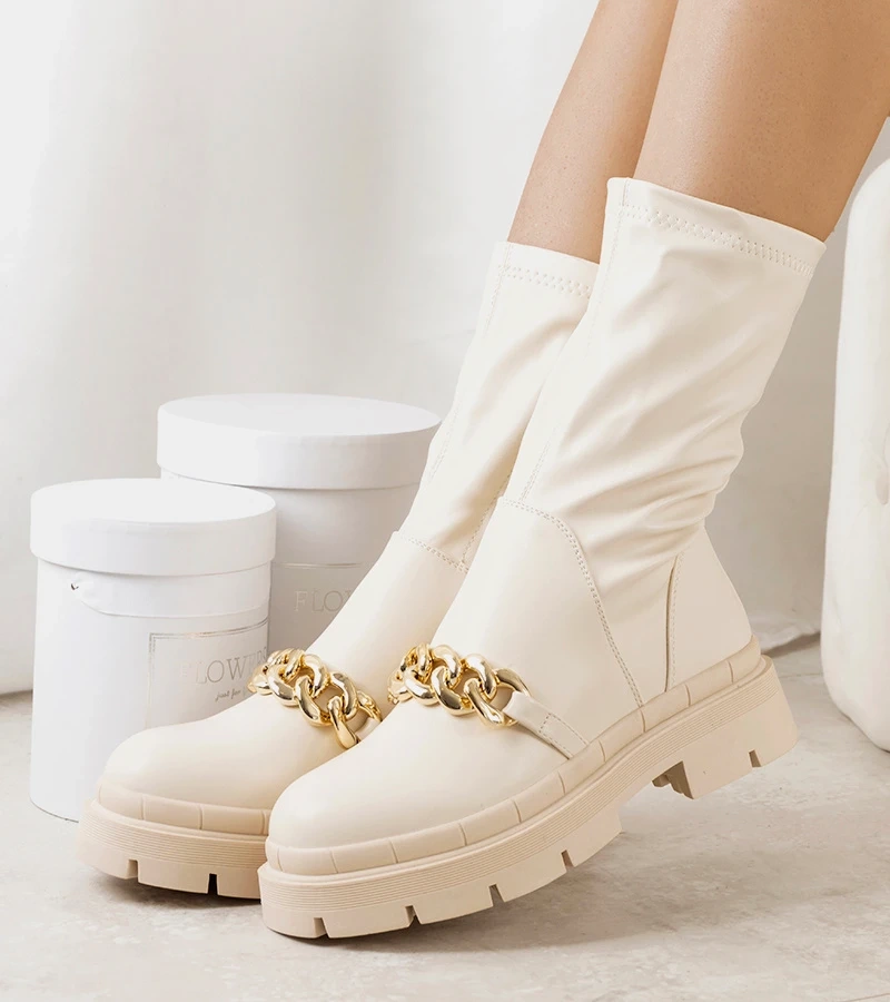 Beige Stiefeletten mit hohem Absatz von Luisina