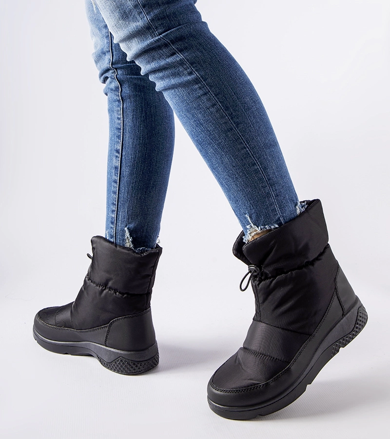 Schwarze Damen-Jensen-Schneestiefel mit Futter