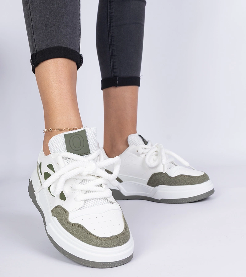 Grüne Damensneaker mit massiven Schnürsenkeln Alpacco