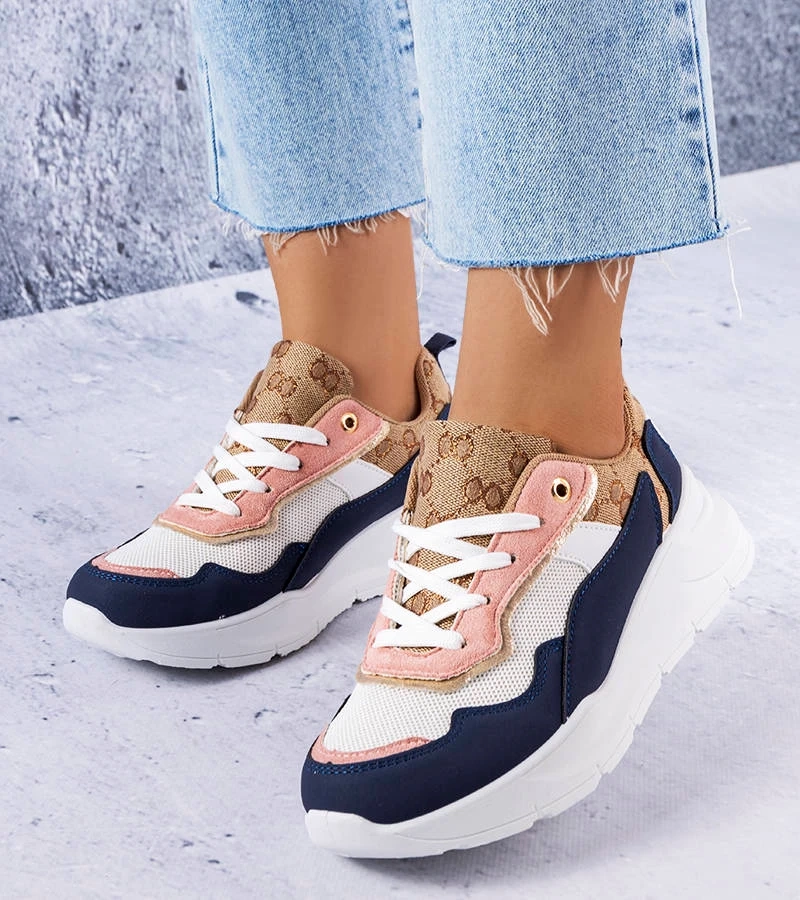 Marineblaue Sneakers mit goldenen Einsätzen von Lebrun