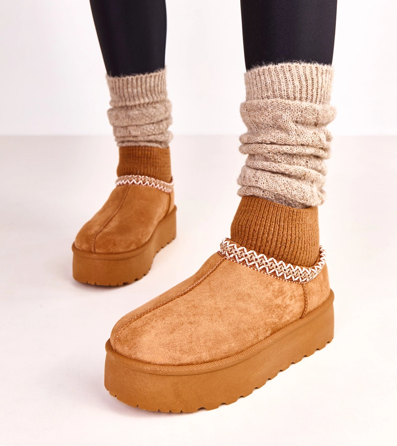 Braune niedrige Schneestiefel mit sockenartigem Schaft Bernica