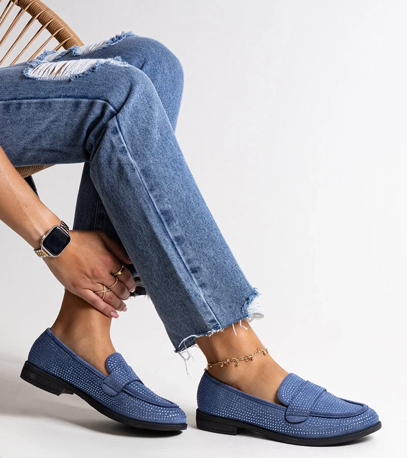 Blaue Mokassins mit Zirkon von Mogha