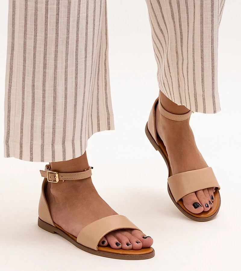 Beige Sema Sandalen mit geschlossenem Absatz
