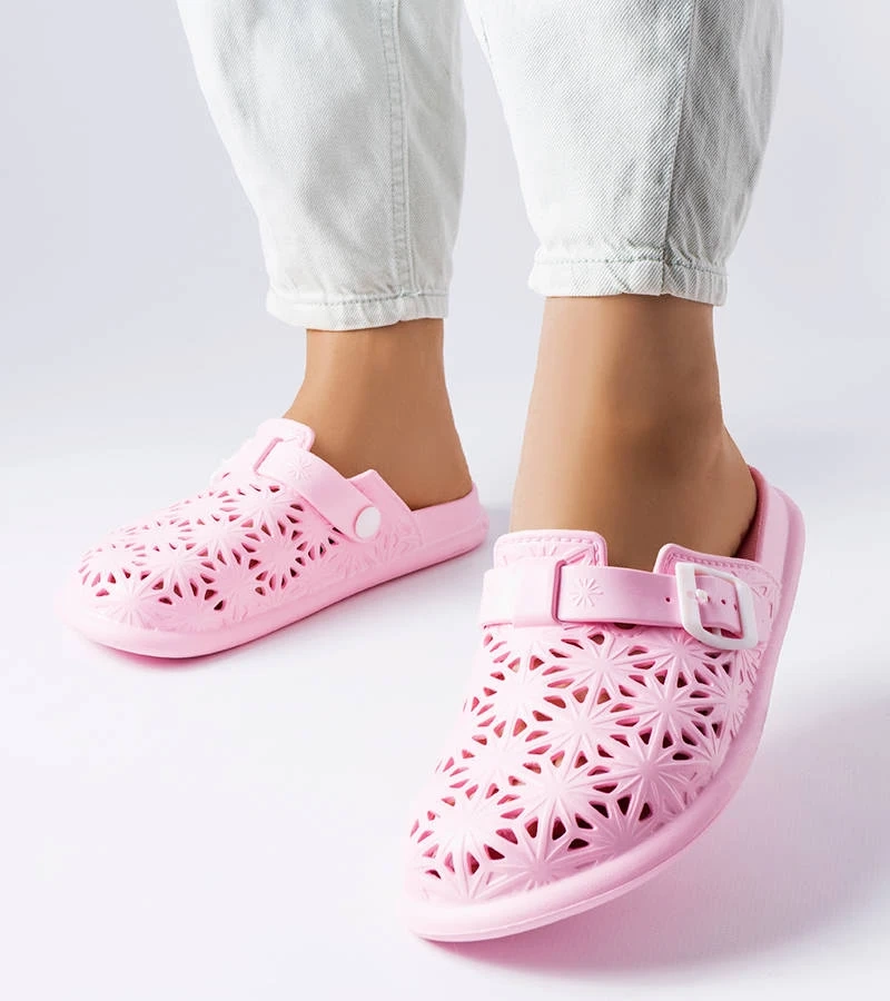 Rosa durchbrochene Gummisandalen Peverell