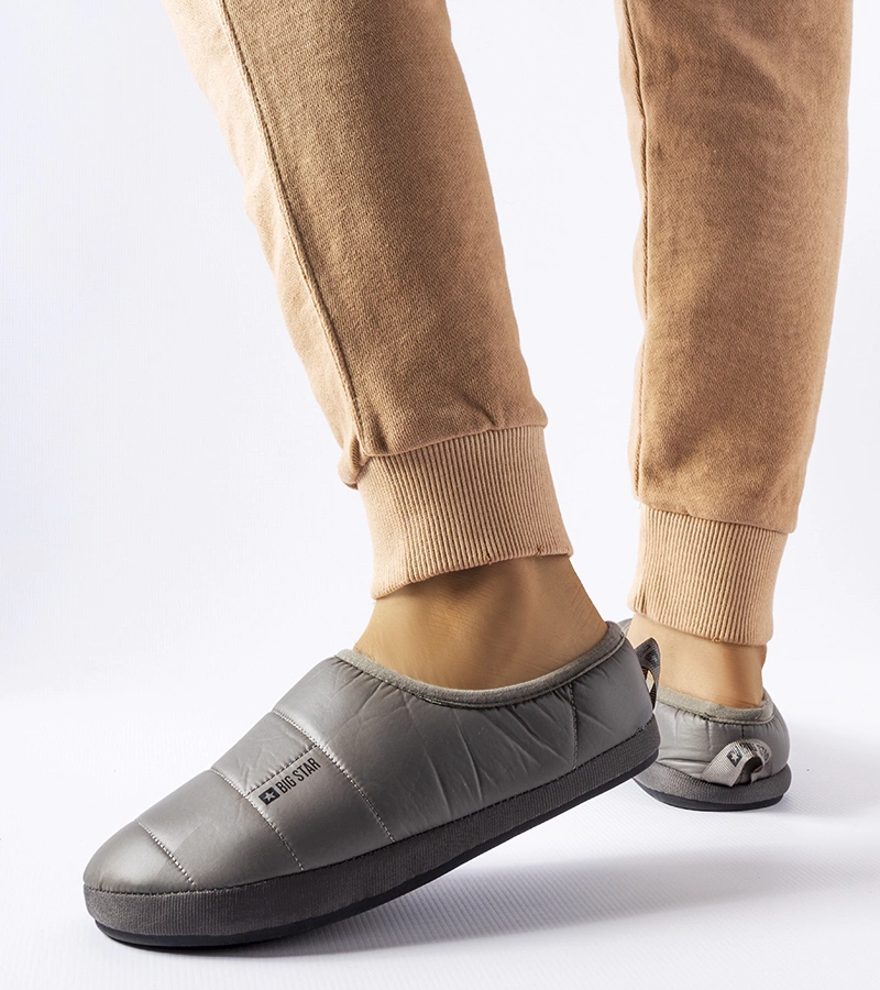 Graue, gefütterte Big Star KK274603 Winterhausschuhe