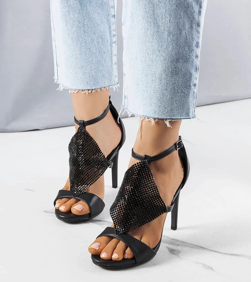 Elegante schwarze Stiletto-Sandalen Caleb