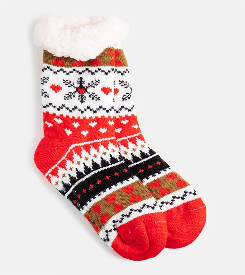 Orangefarbene Wintersocken mit Pelz von Grondi