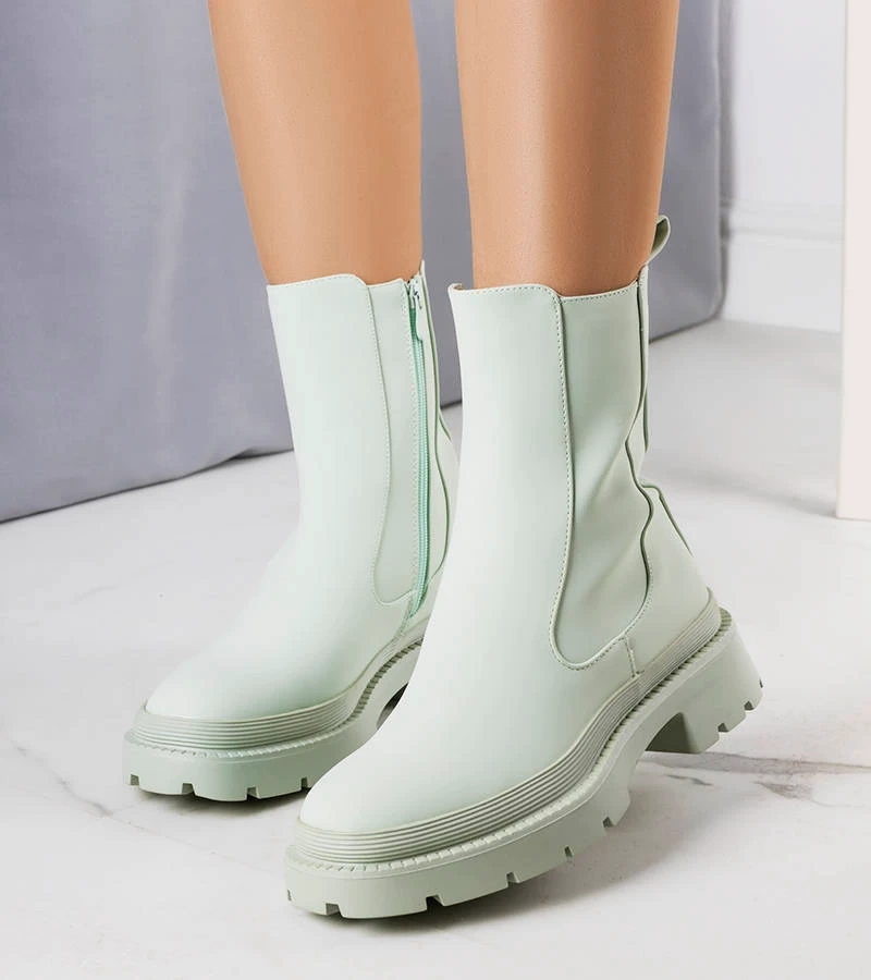 Grüne matte gefütterte Coletta Stiefeletten