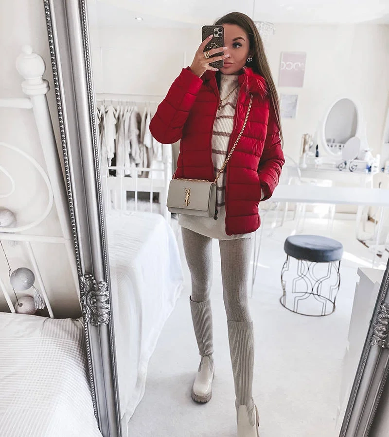 GEFÜTTERTE DAMENJACKE WINTERJACKE MIT KAPUZE TASCHEN BH-1840 SCHWARZ