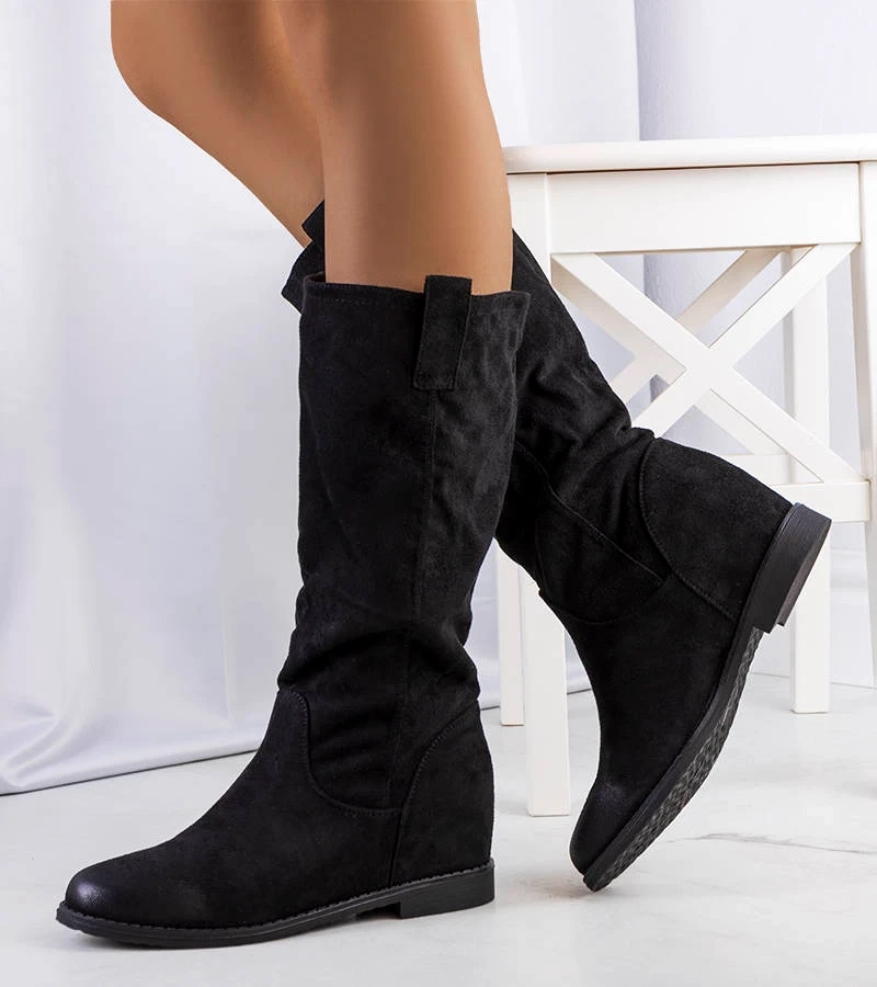 Schwarze Mae Keilabsatz Stiefel