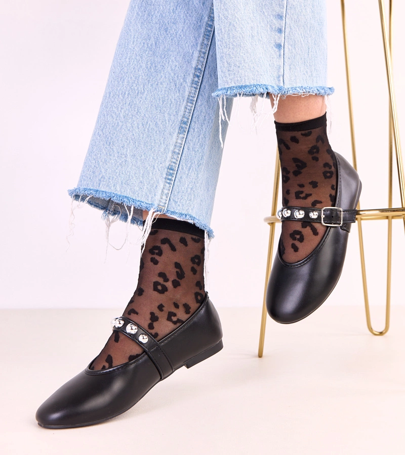 Schwarze Ballerinas mit verzierter Schnalle Faira