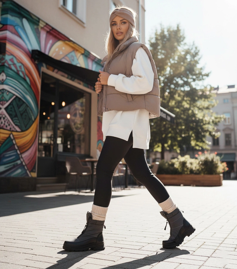 Graue Schneestiefel mit Reißverschluss Hina