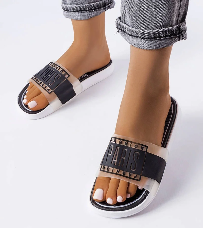 Schwarze Gummiflipflops Paris