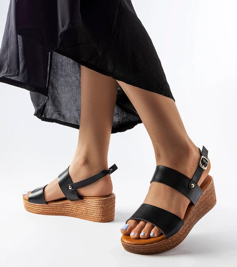 Schwarze Keilsandalen von Pogibonsi