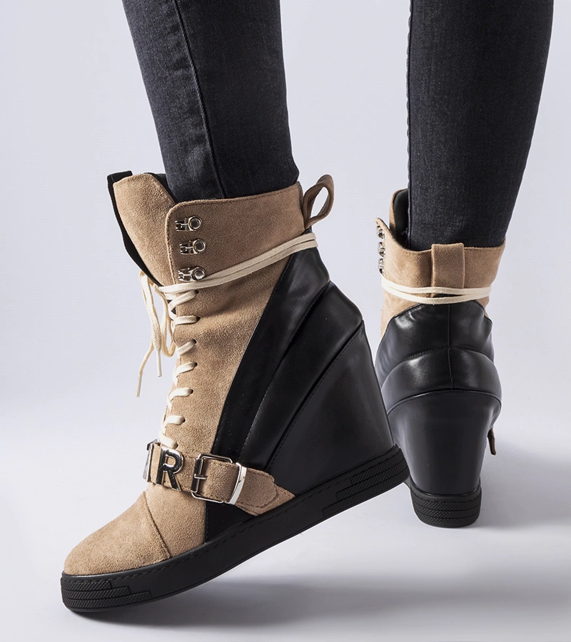 Braun-schwarze Keil-Sneaker von Pugliesi