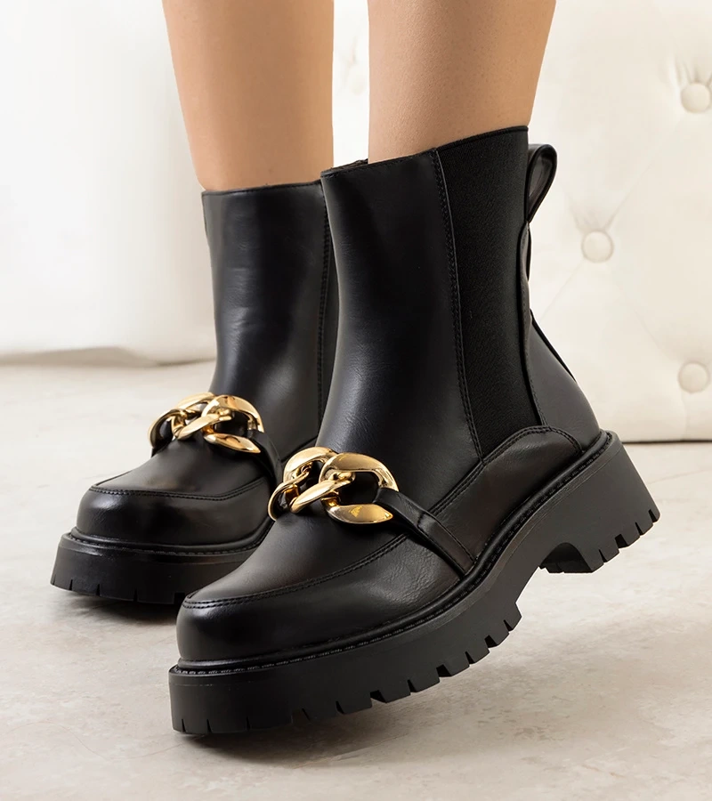 Schwarze Stiefeletten mit hohem Absatz Pesa