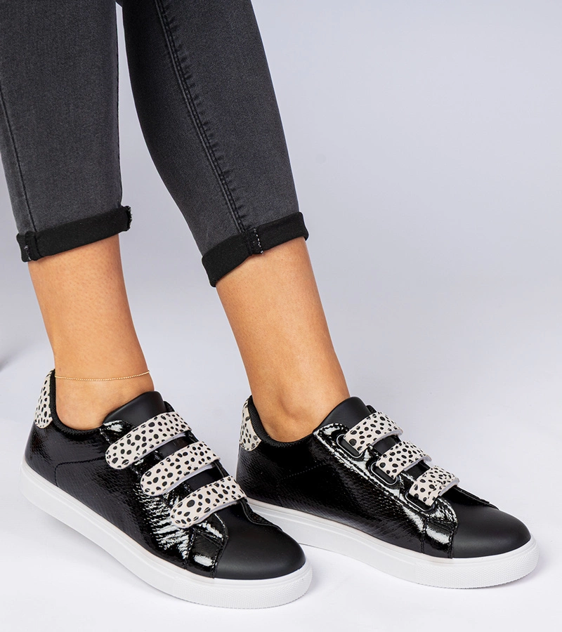 Schwarze Sneakers mit Animal-Print und Klettverschluss Astrala