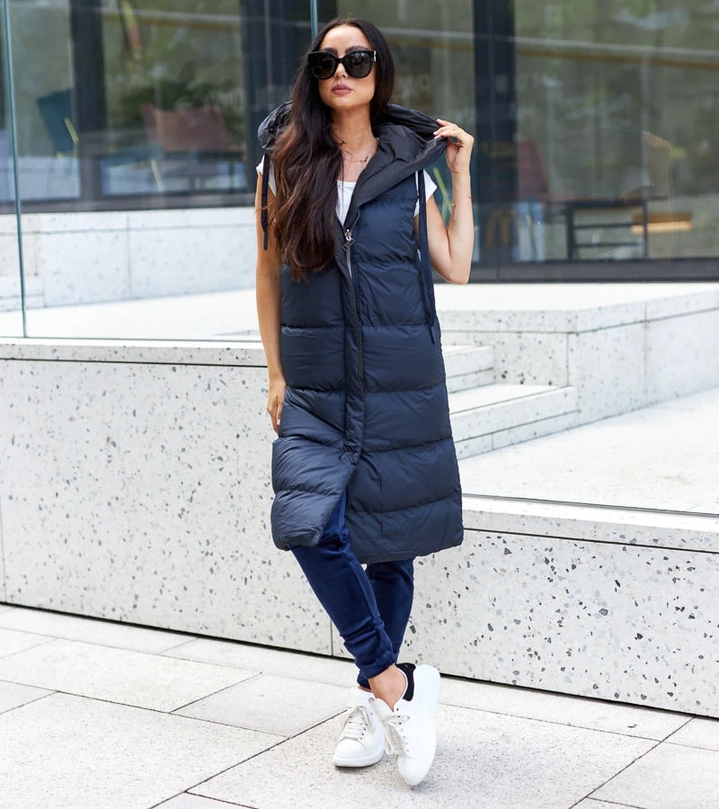 Dunkelblau-schwarze doppelseitige Weste von Sopra