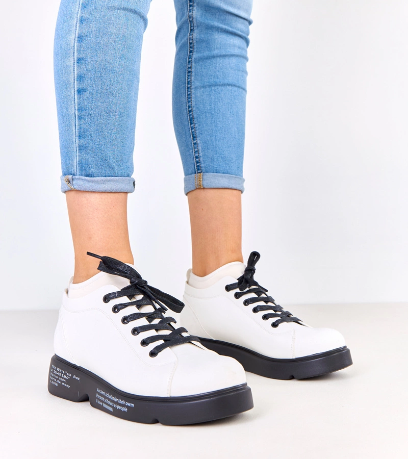 Weiße Halbschuhe mit Print auf der Sohle Ambly