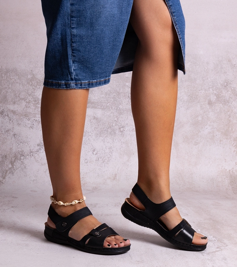 Schwarze Plateausandalen Huri