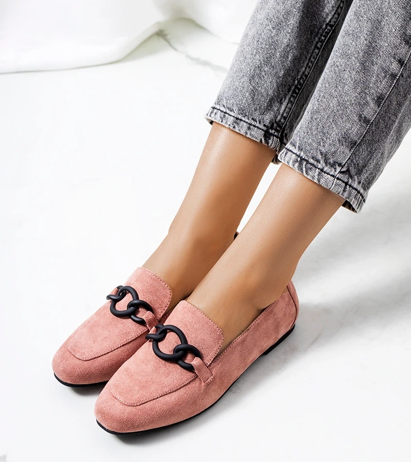 Rosa Leder-Halbschuhe Dante