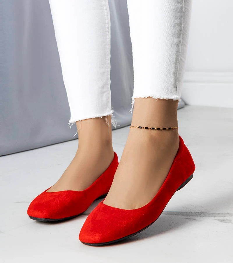 Rote Ballerinas aus Eco-Wildleder Jules