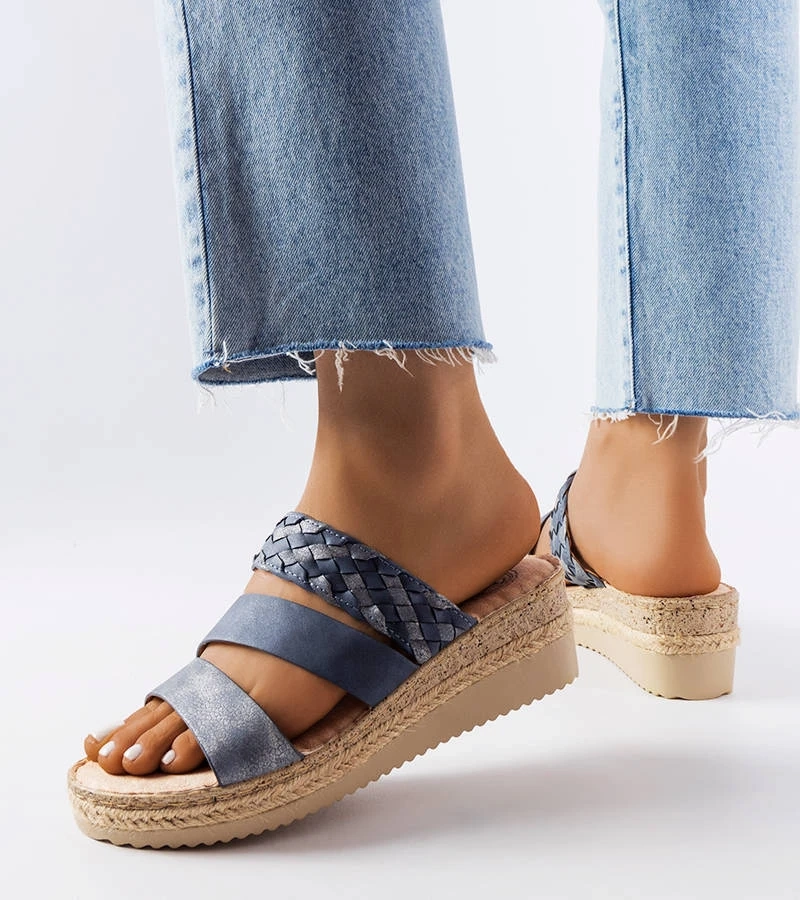 Blaue Boston Plateausandalen