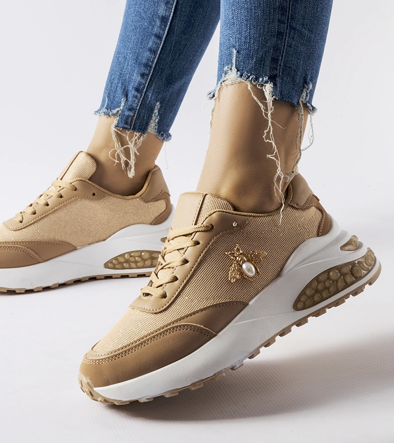 Braun-weiße Sneakers mit dekorativem Faden von Acciano